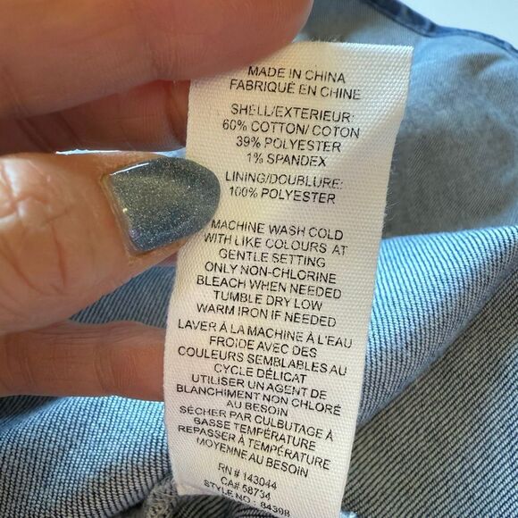 NWT Avec Les Filles puff sleeves baby doll mini dress in denim with heart prints - Picture 11 of 16